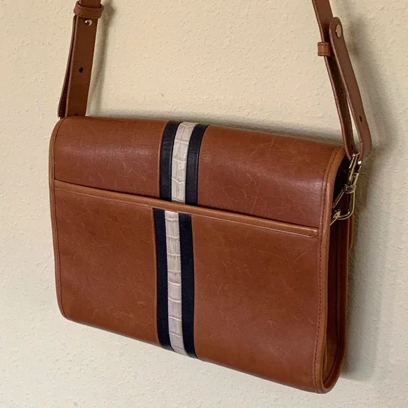 Brahmin Jacquelyn Tan Brown Embossed Leather Shoulder Bag